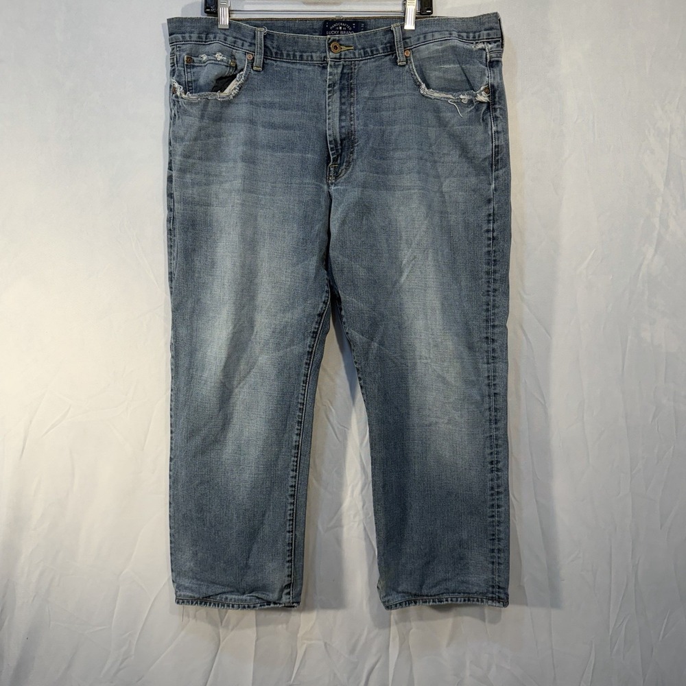 Lucky Brand 181 Relaxed Straight Distressed Light Wash Jeans True Fit Of 40x28